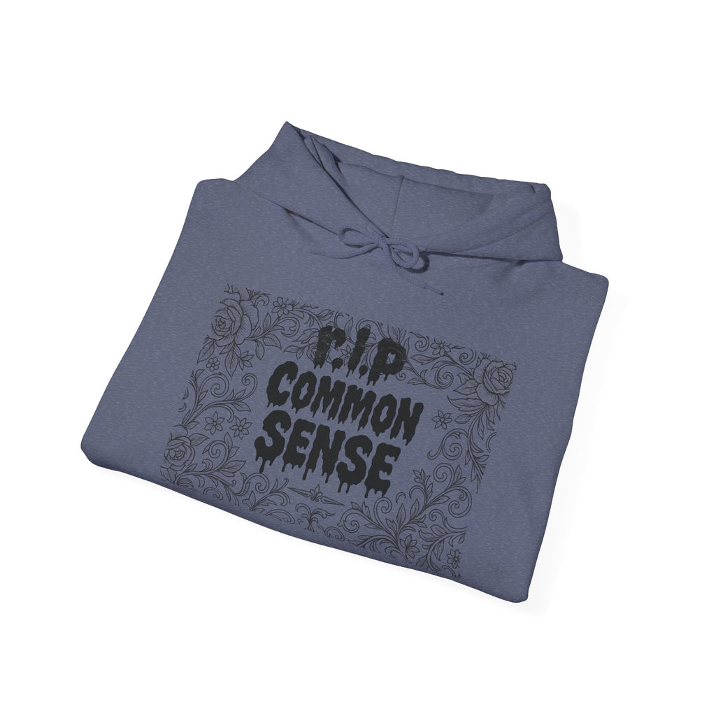 RIP Common Sense hoodie | Tombstone floral design, Gothic statement