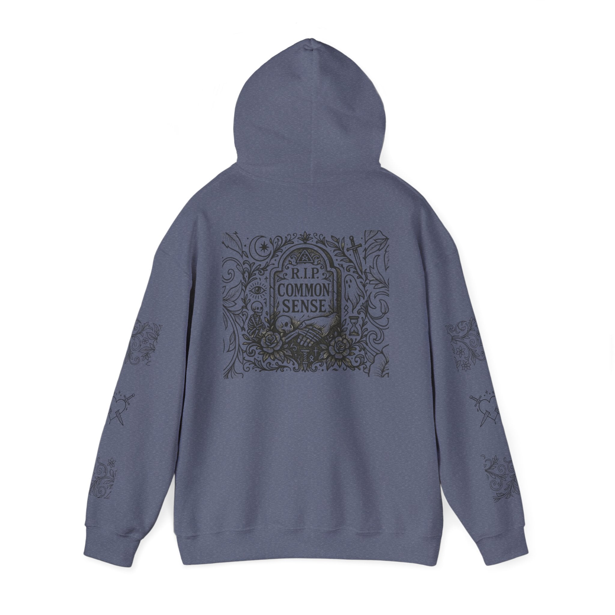 RIP Common Sense hoodie | Tombstone floral design, Gothic statement