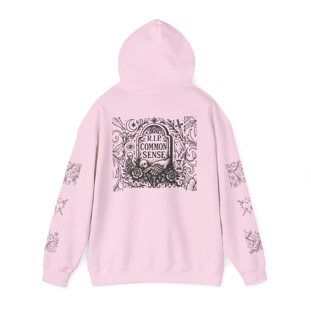 RIP Common Sense hoodie | Tombstone floral design, Gothic statement