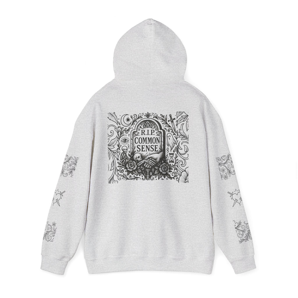 RIP Common Sense hoodie | Tombstone floral design, Gothic statement
