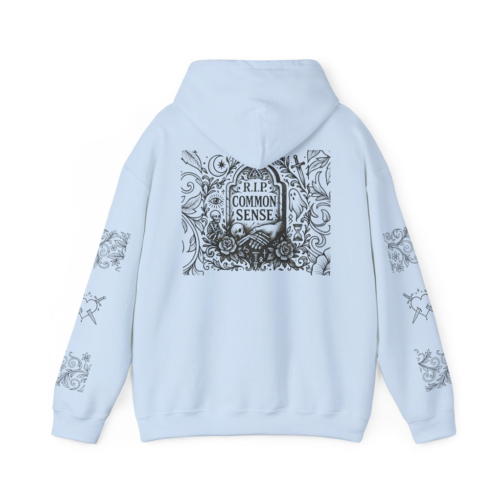 RIP Common Sense hoodie | Tombstone floral design, Gothic statement