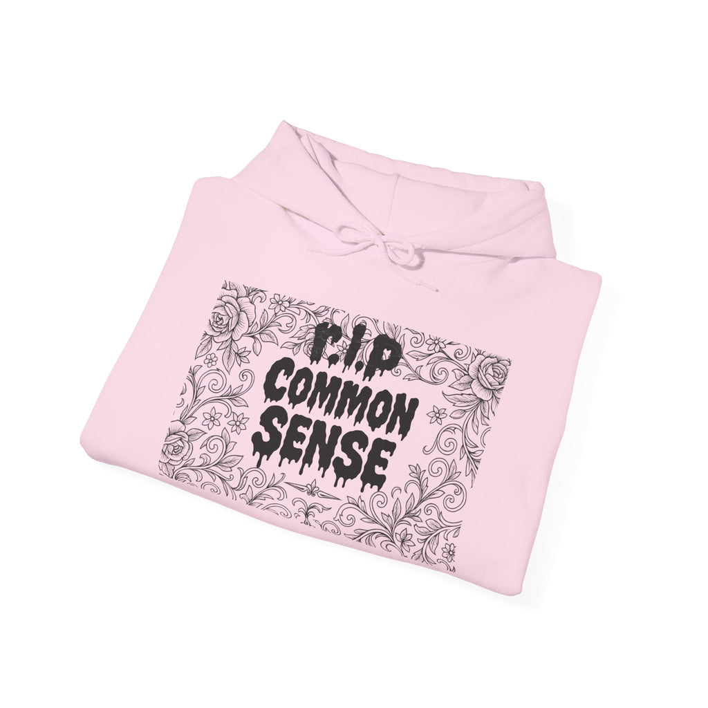 RIP Common Sense hoodie | Tombstone floral design, Gothic statement