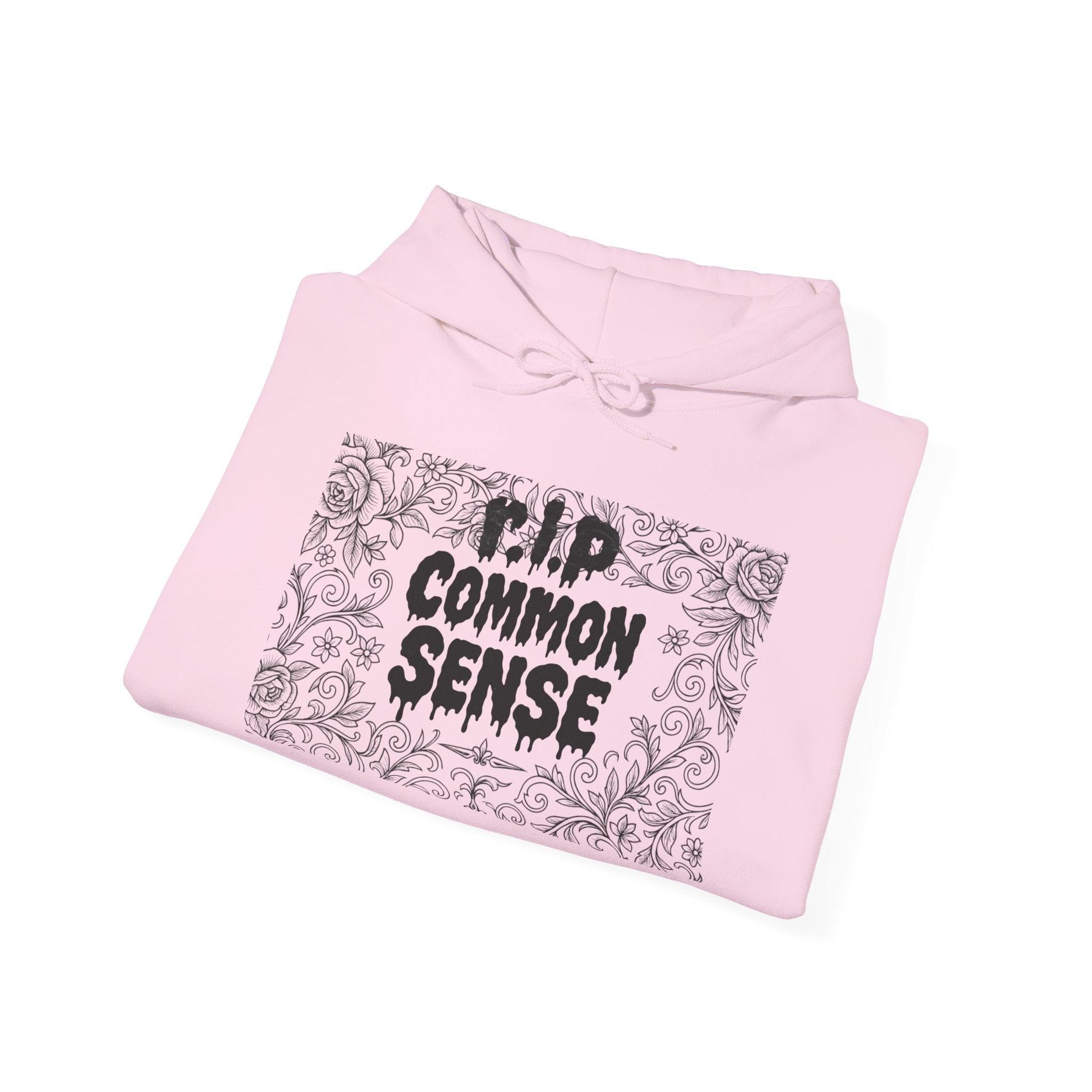 RIP Common Sense hoodie | Tombstone floral design, Gothic statement