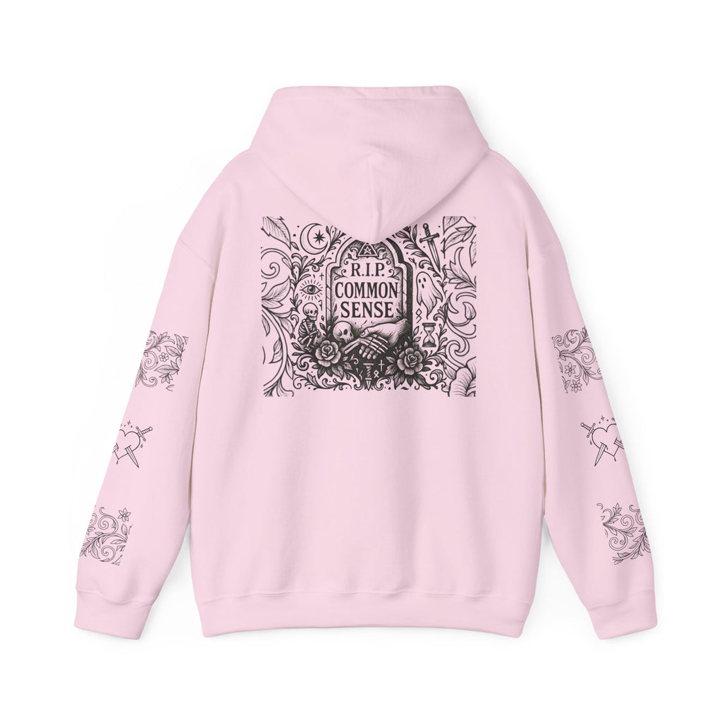 RIP Common Sense hoodie | Tombstone floral design, Gothic statement