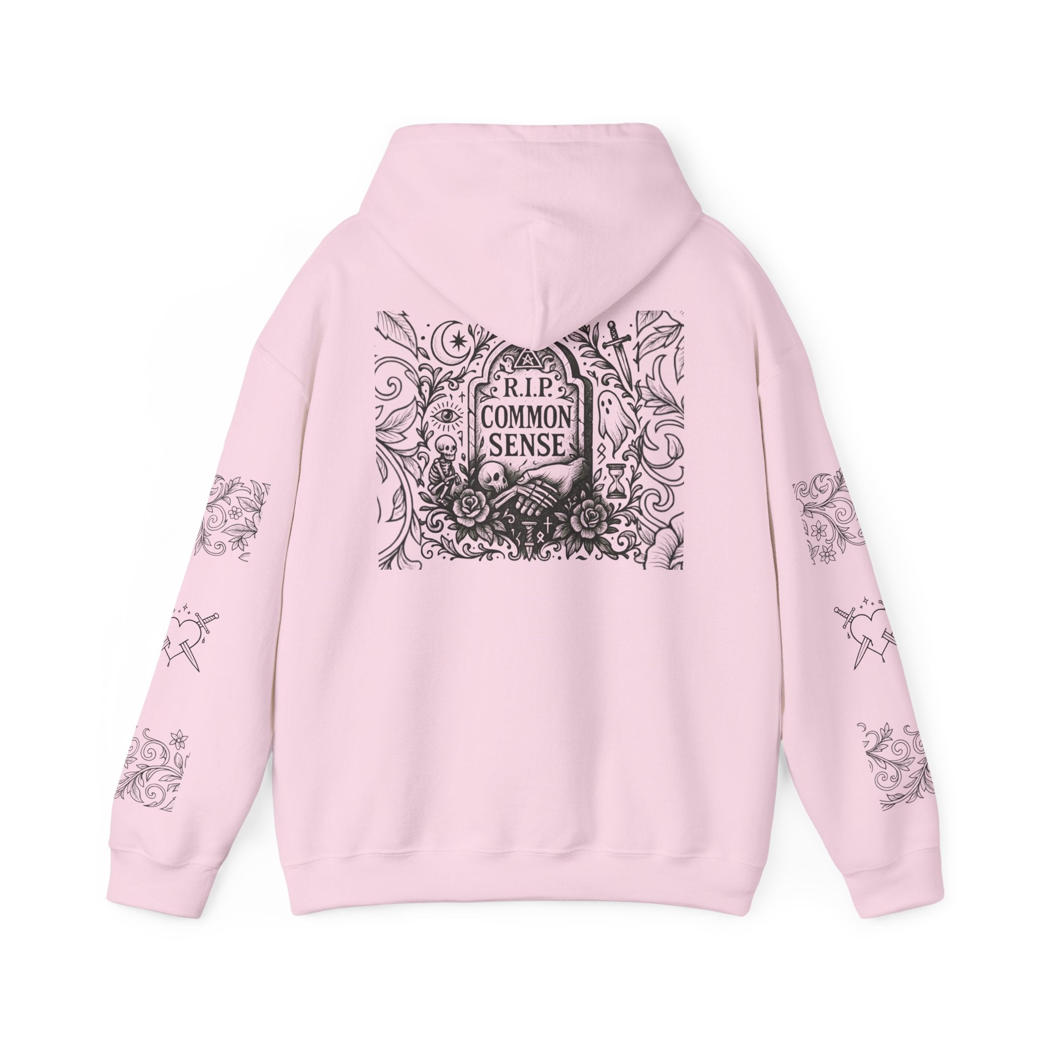 RIP Common Sense hoodie | Tombstone floral design, Gothic statement