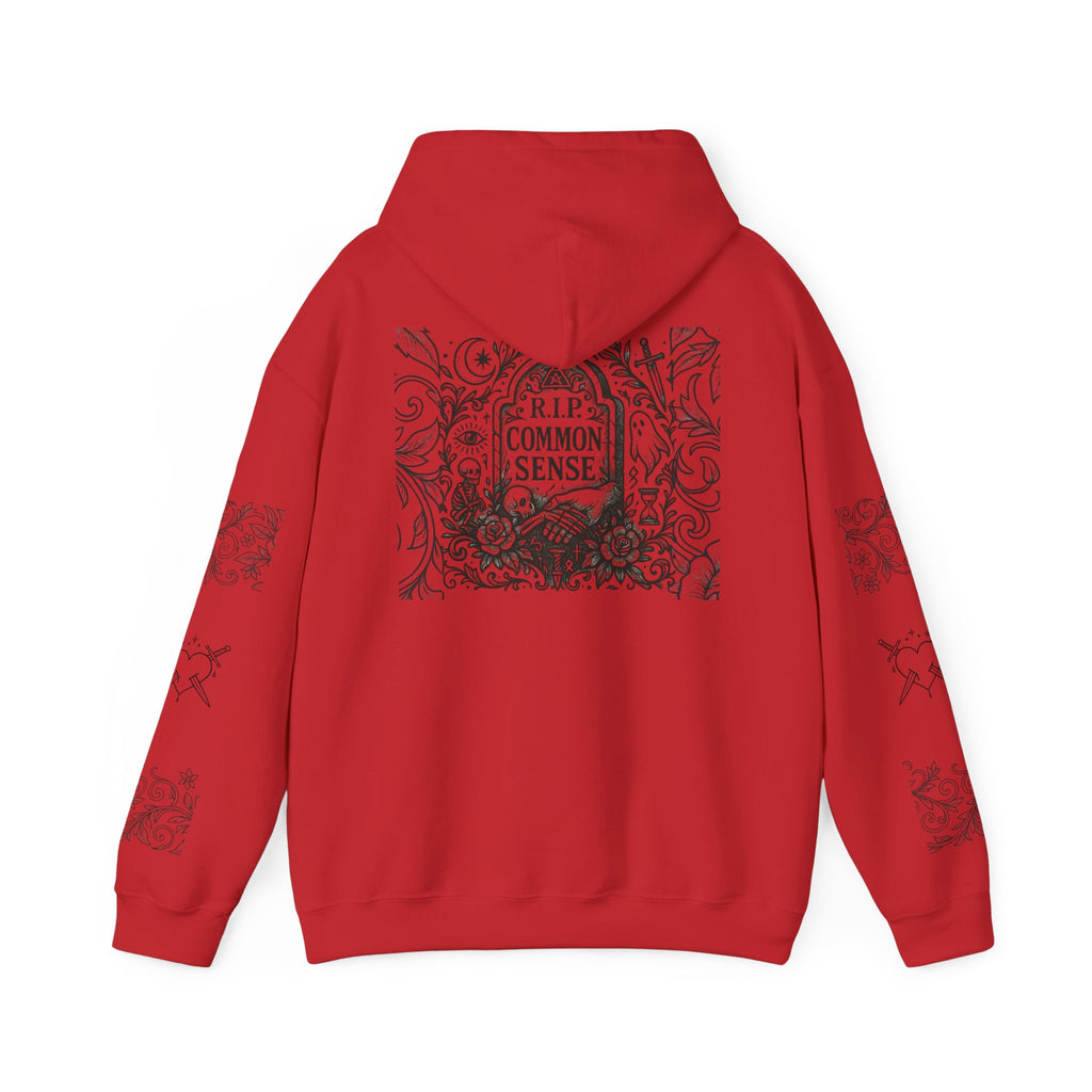 RIP Common Sense hoodie | Tombstone floral design, Gothic statement