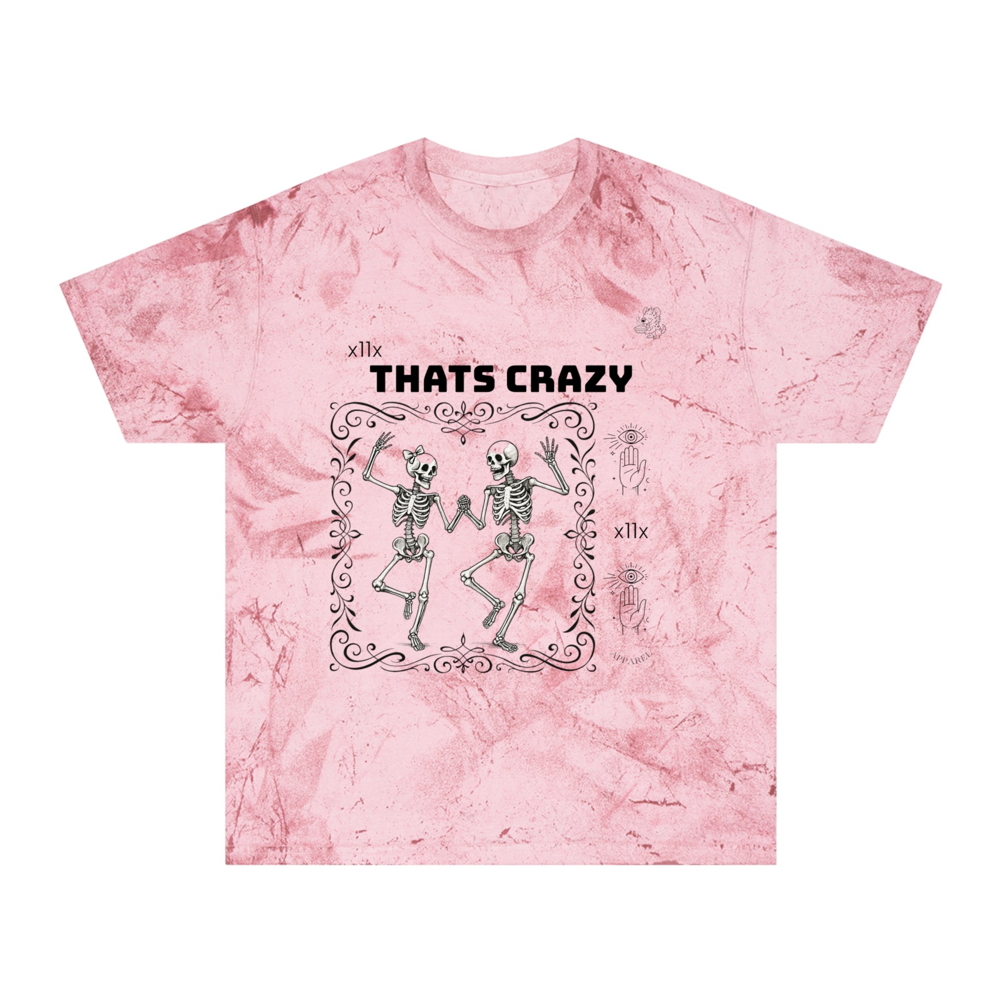 Vintage Tie-Dye Tee — “THATS CRAZY” Dancing Skeletons Graphic