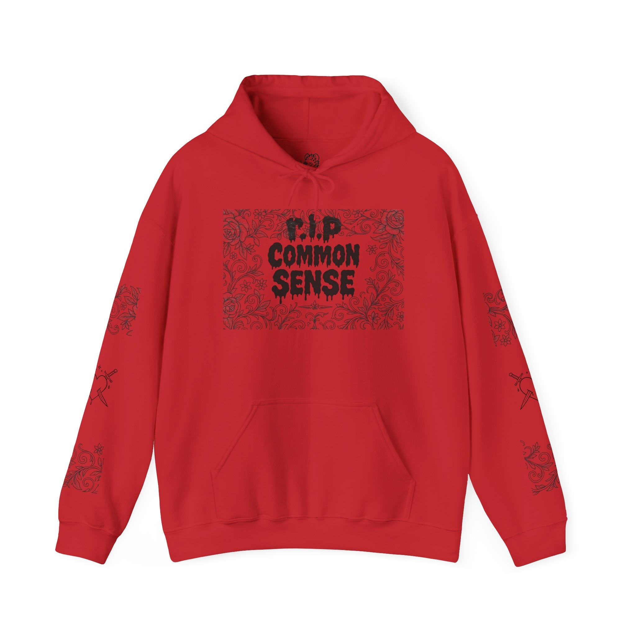 RIP Common Sense hoodie | Tombstone floral design, Gothic statement