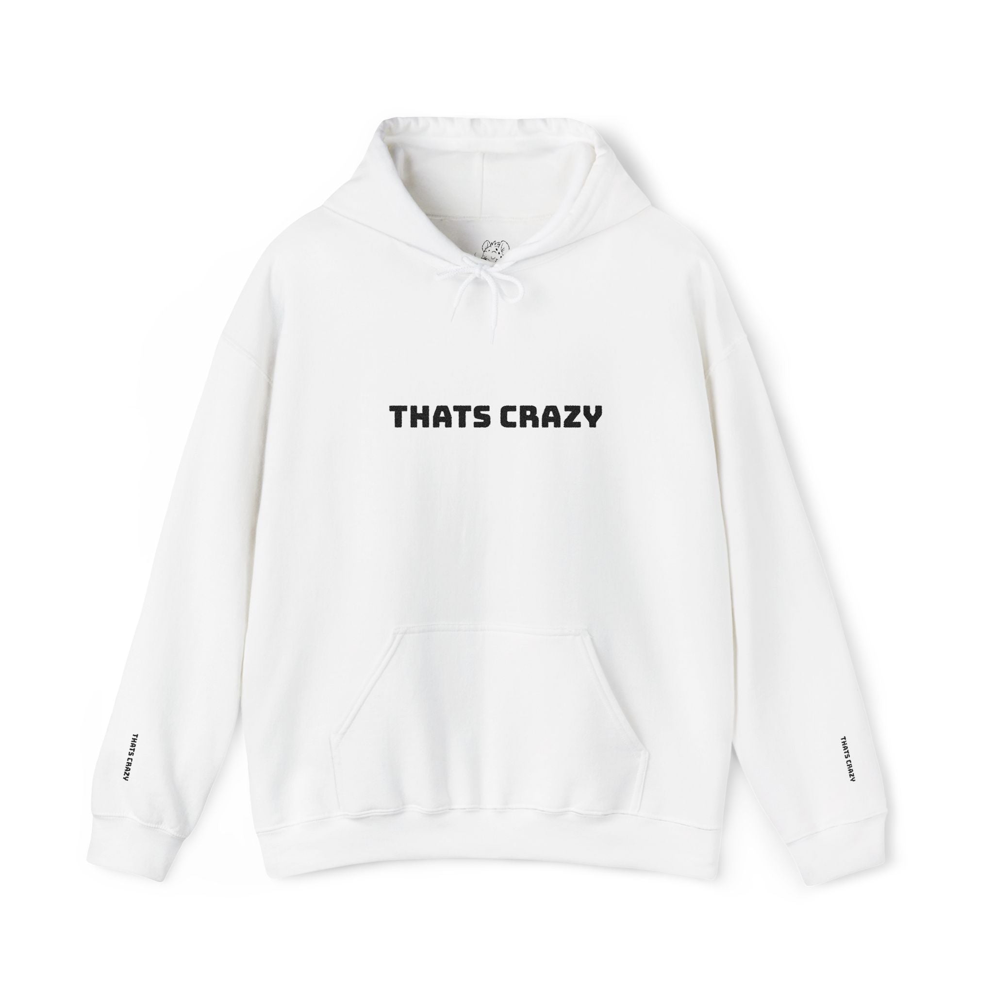 "THATS CRAZY" White Graphic Hoodie – Casual Streetwear Pullover