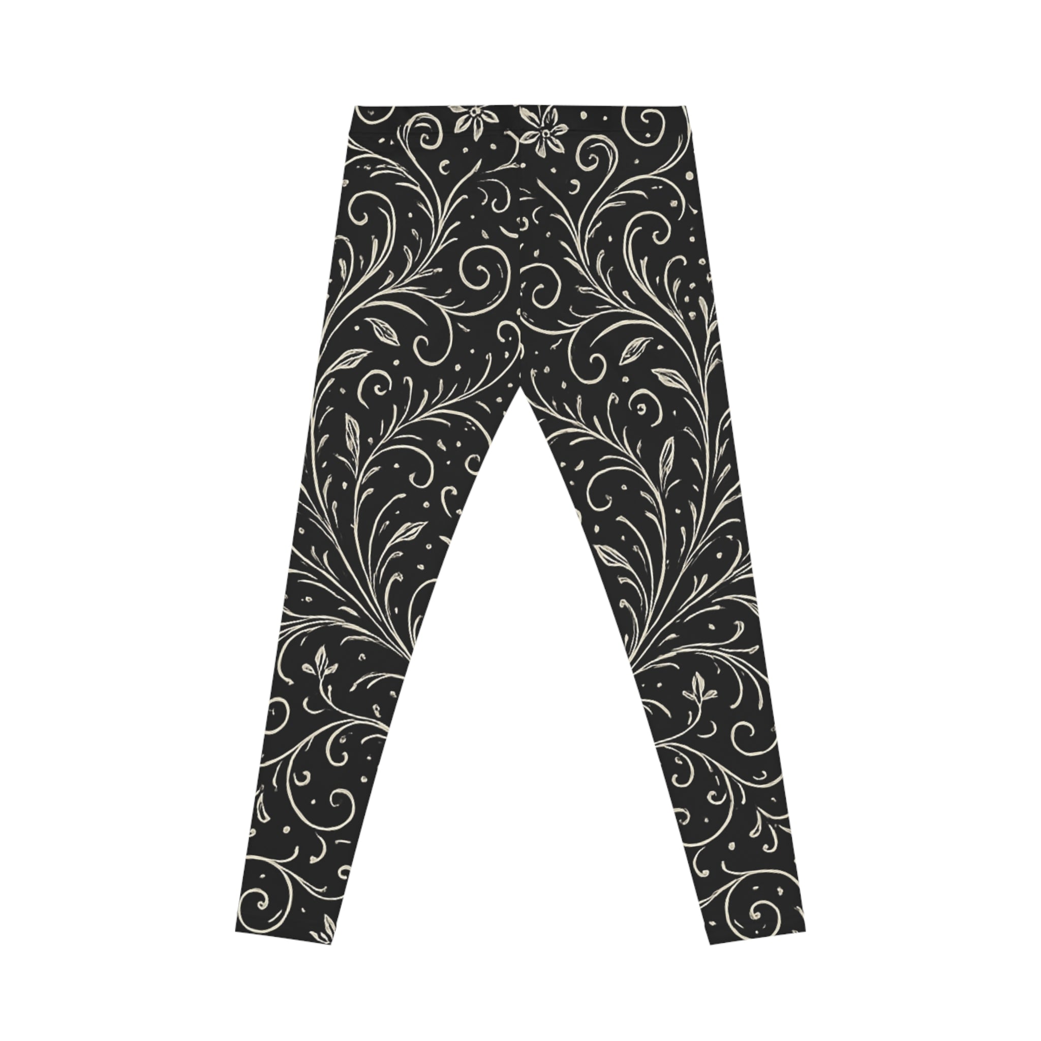 Black Paisley Floral Leggings | Split Pattern Leggings