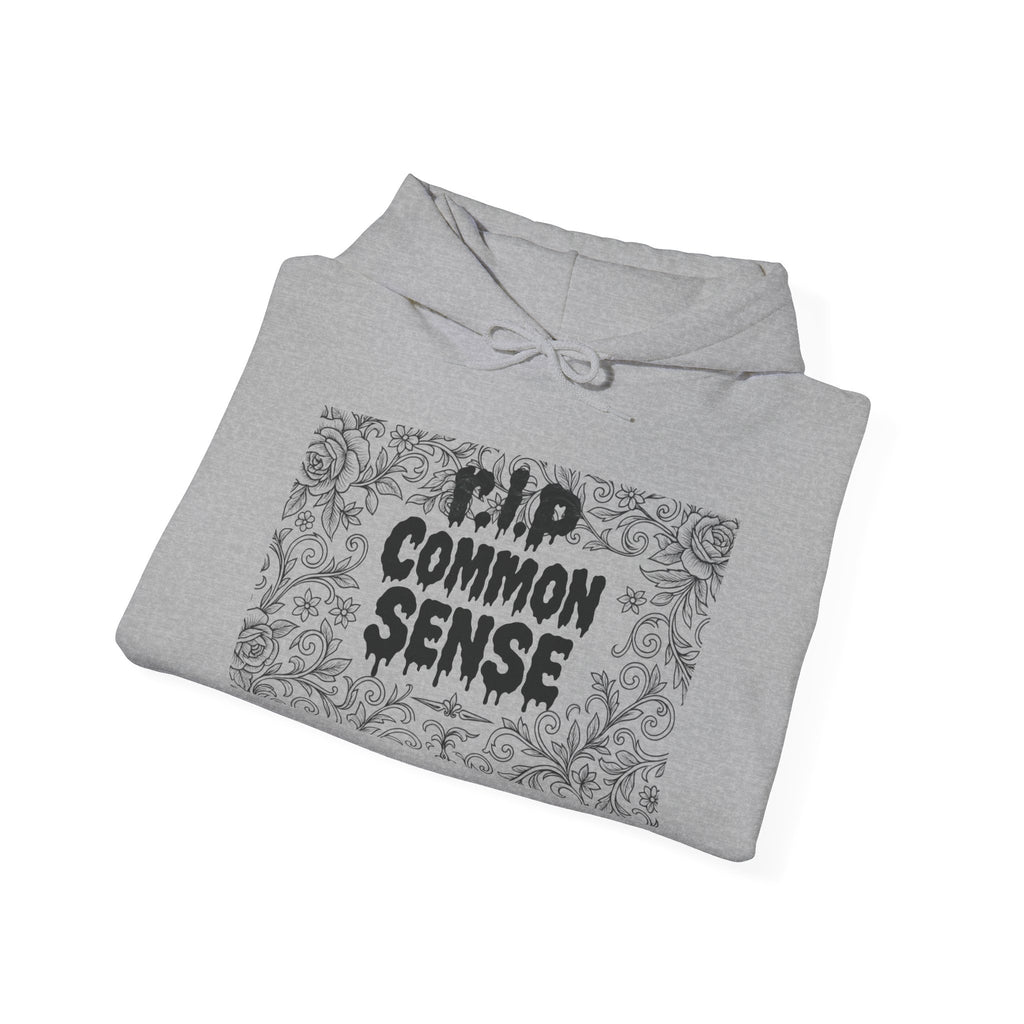 RIP Common Sense hoodie | Tombstone floral design, Gothic statement