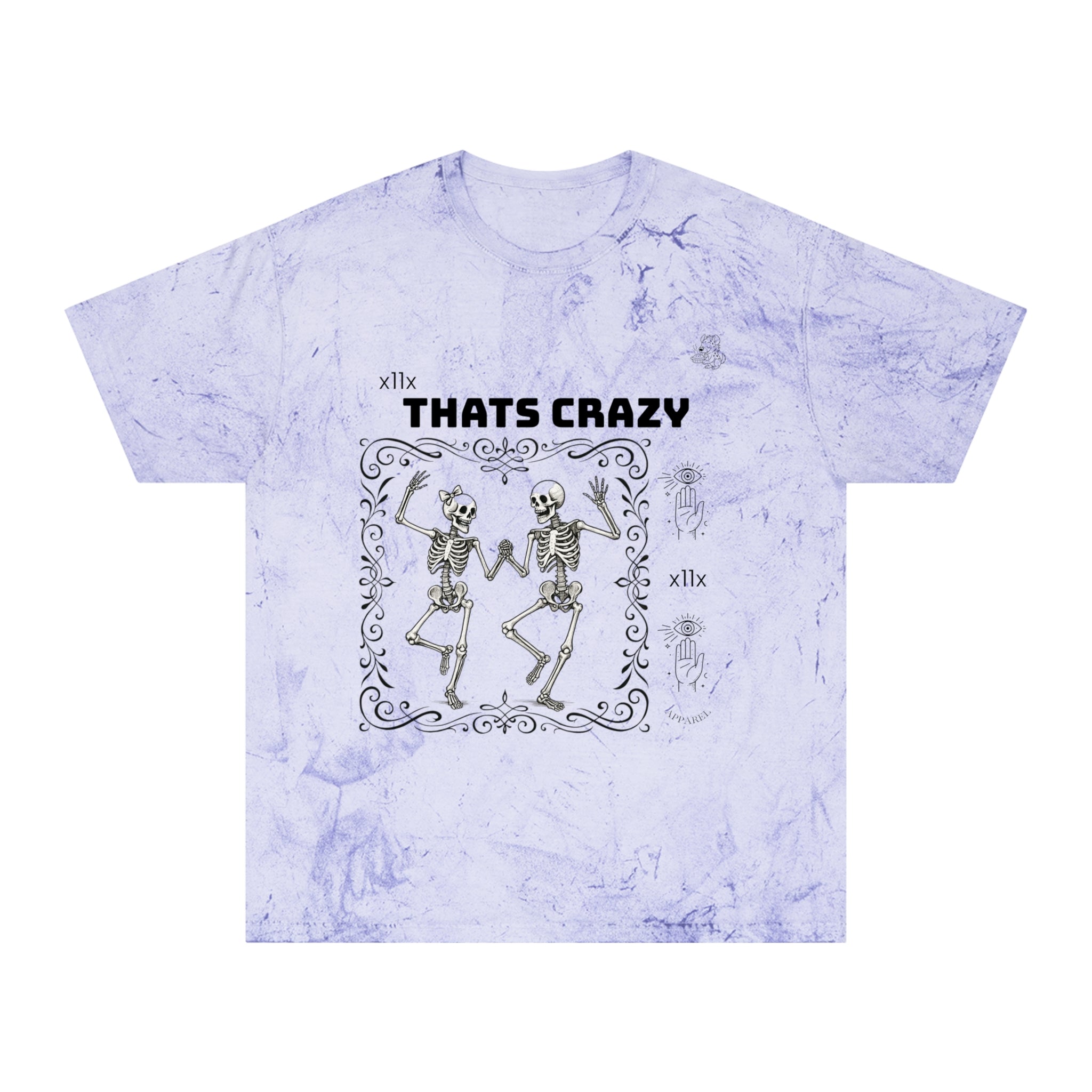 Vintage Tie-Dye Tee — “THATS CRAZY” Dancing Skeletons Graphic