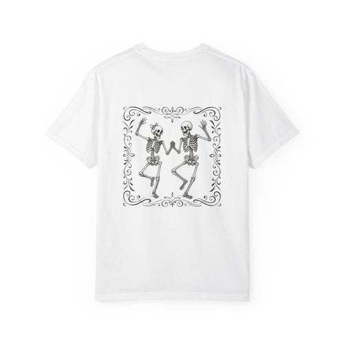 Dancing Skeletons T-shirt | Vintage Frame, Minimal Front Quote