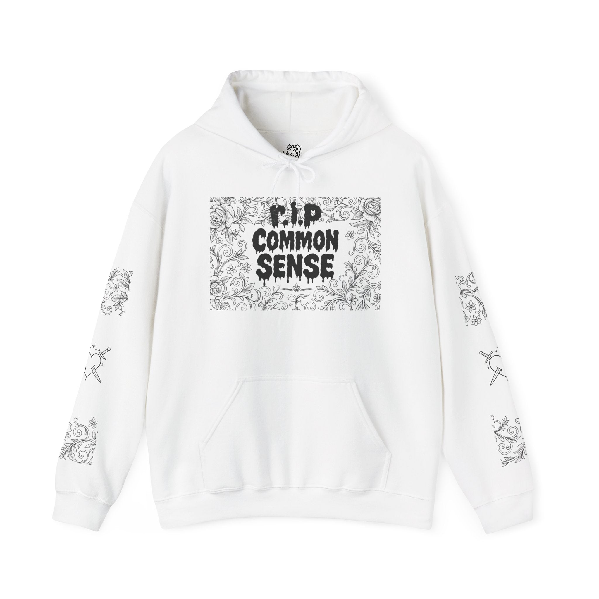 RIP Common Sense hoodie | Tombstone floral design, Gothic statement