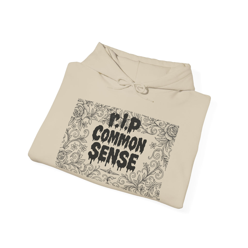 RIP Common Sense hoodie | Tombstone floral design, Gothic statement