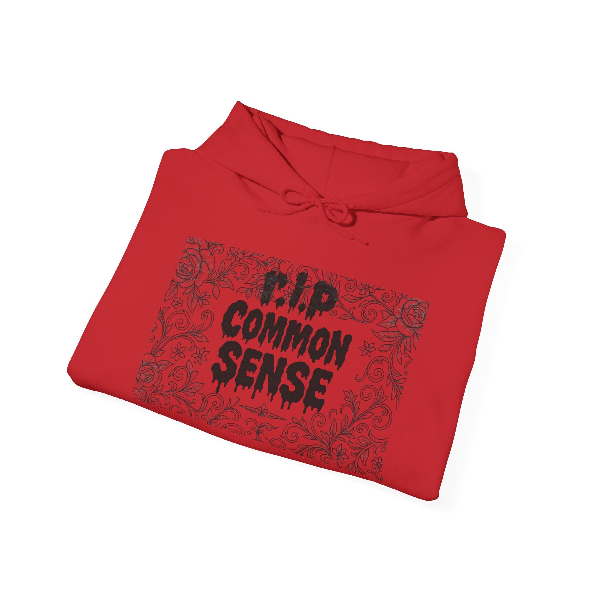 RIP Common Sense hoodie | Tombstone floral design, Gothic statement