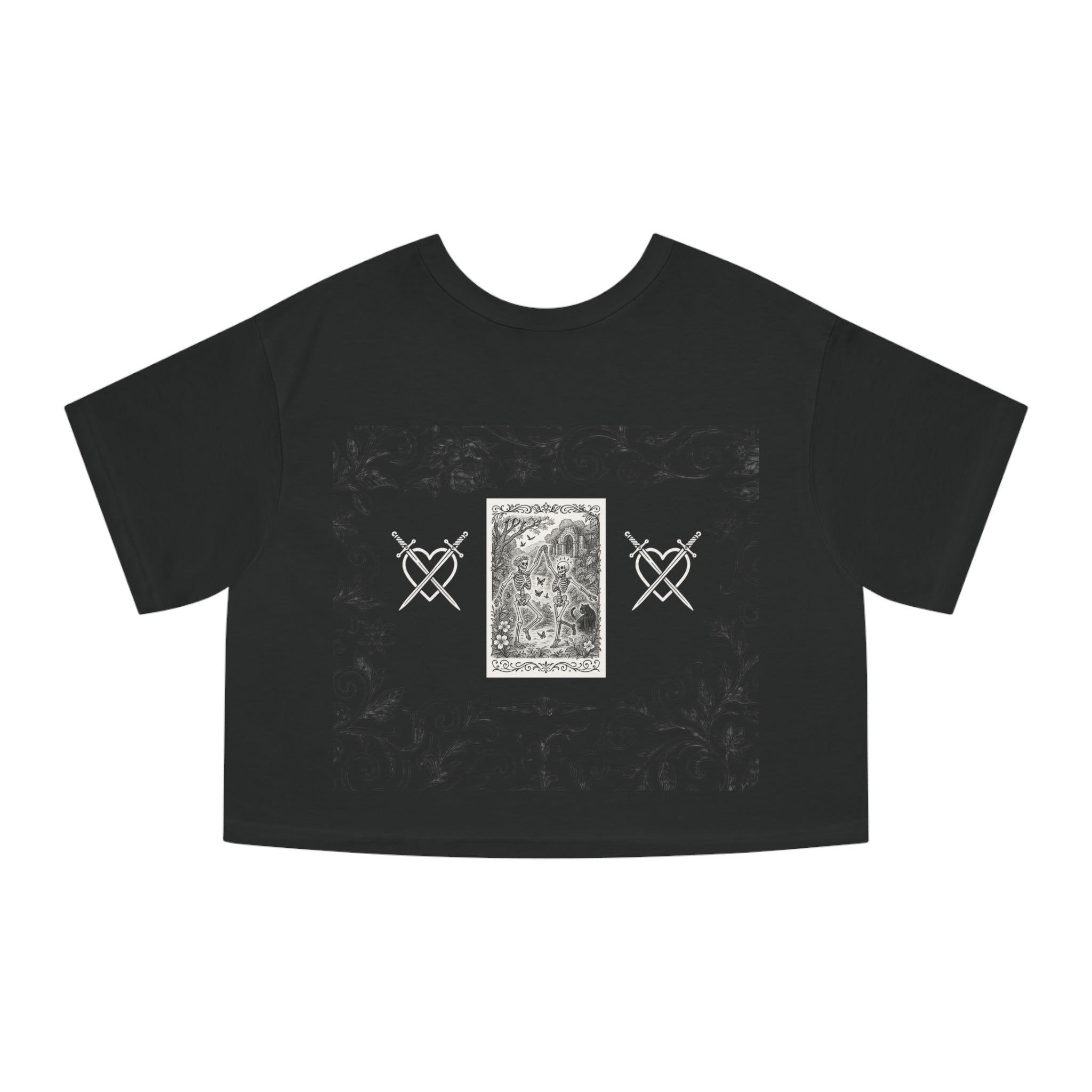 I'm Petty but Professionally Certified cropped t-shirt | Skull Heart Illustration