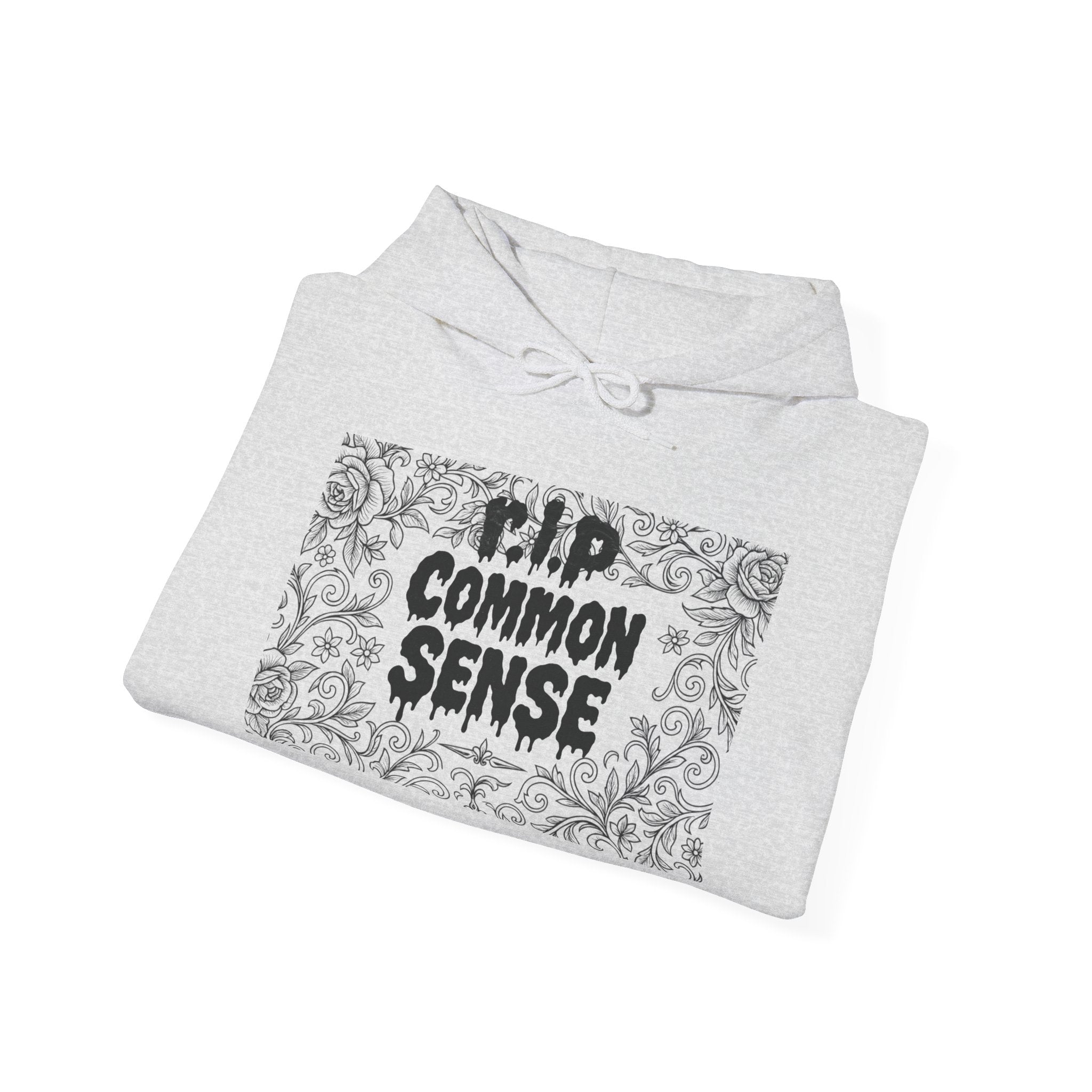 RIP Common Sense hoodie | Tombstone floral design, Gothic statement
