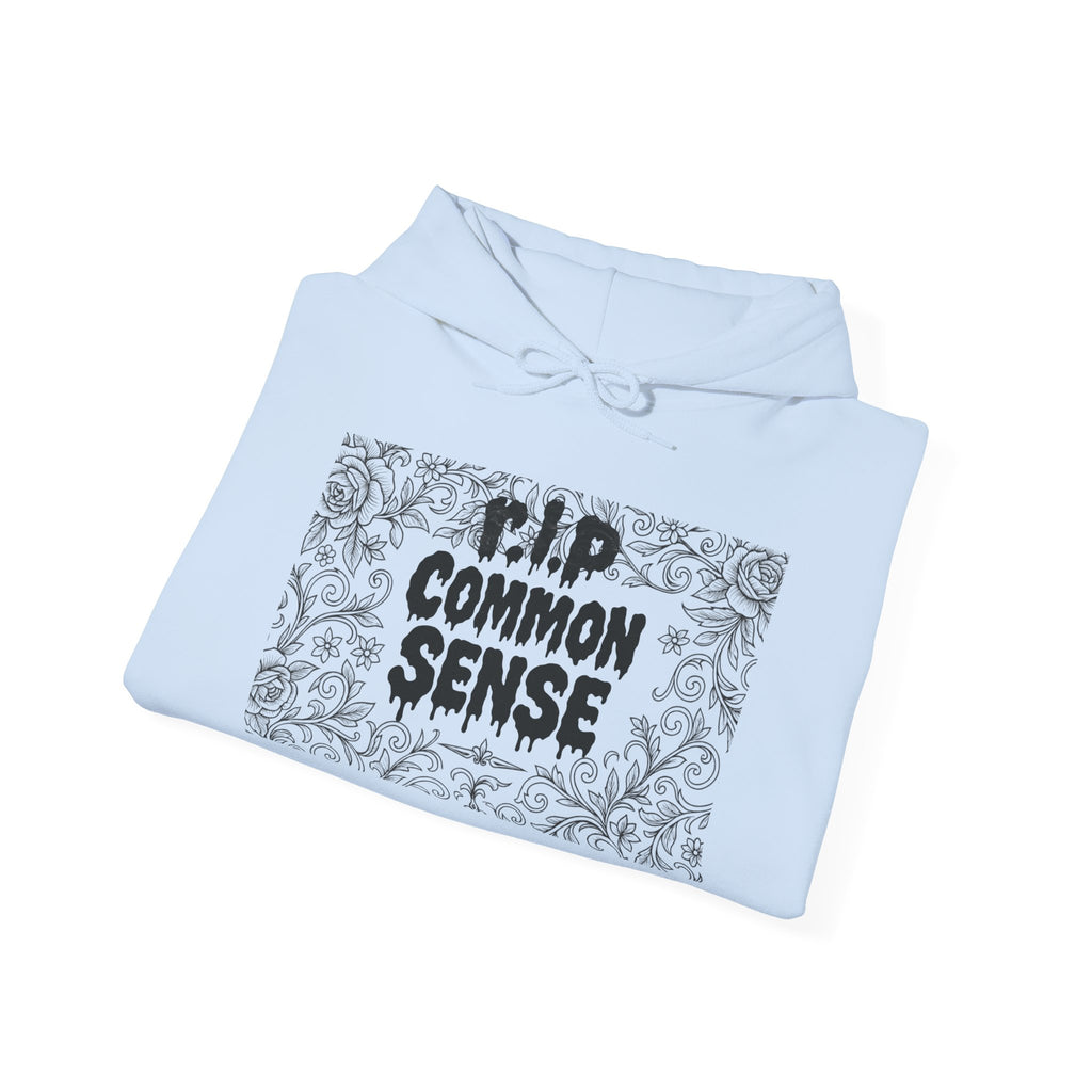 RIP Common Sense hoodie | Tombstone floral design, Gothic statement