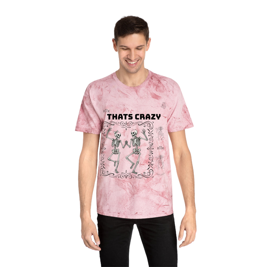 Vintage Tie-Dye Tee — “THATS CRAZY” Dancing Skeletons Graphic