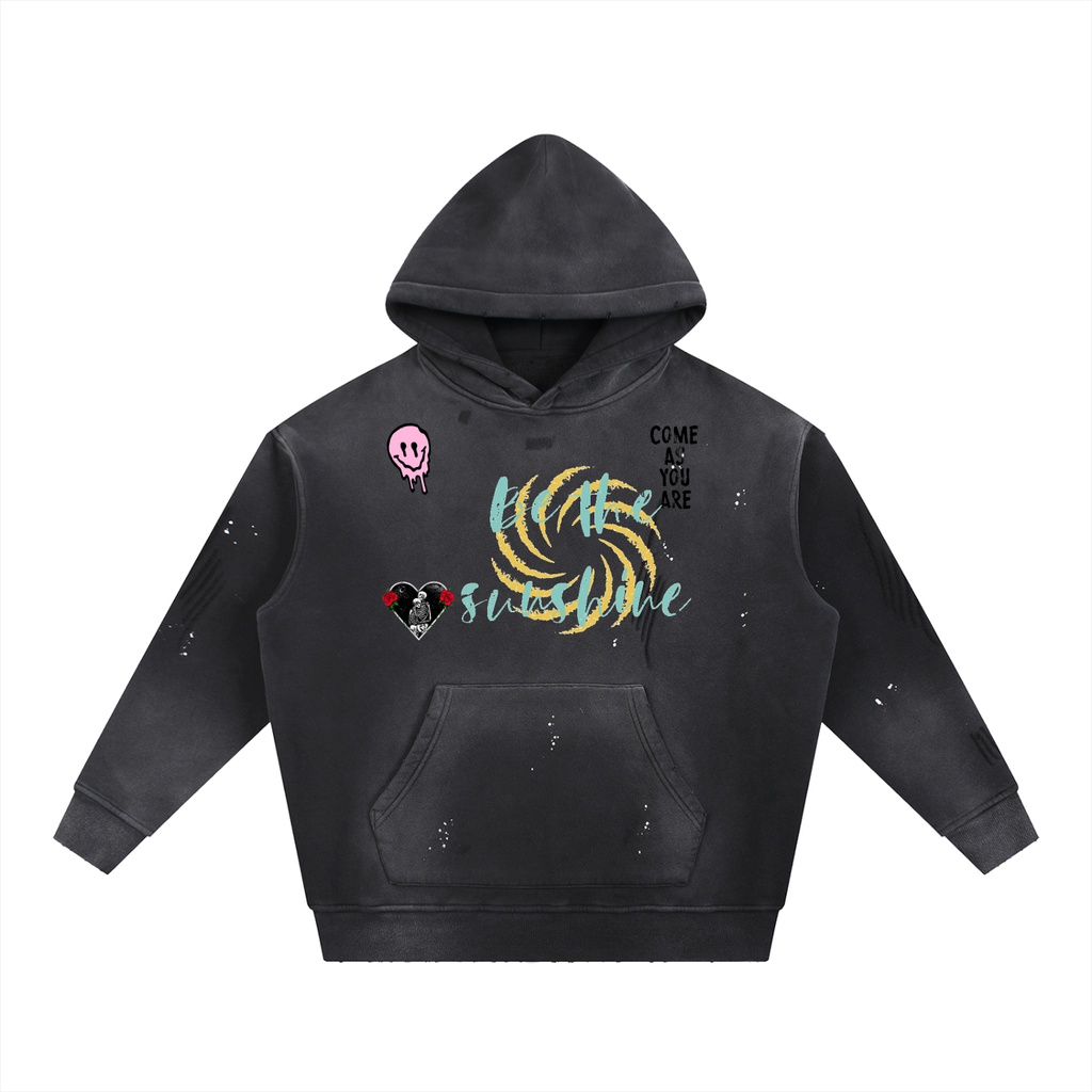 Vintage Washed Frayed Fleece Hoodie