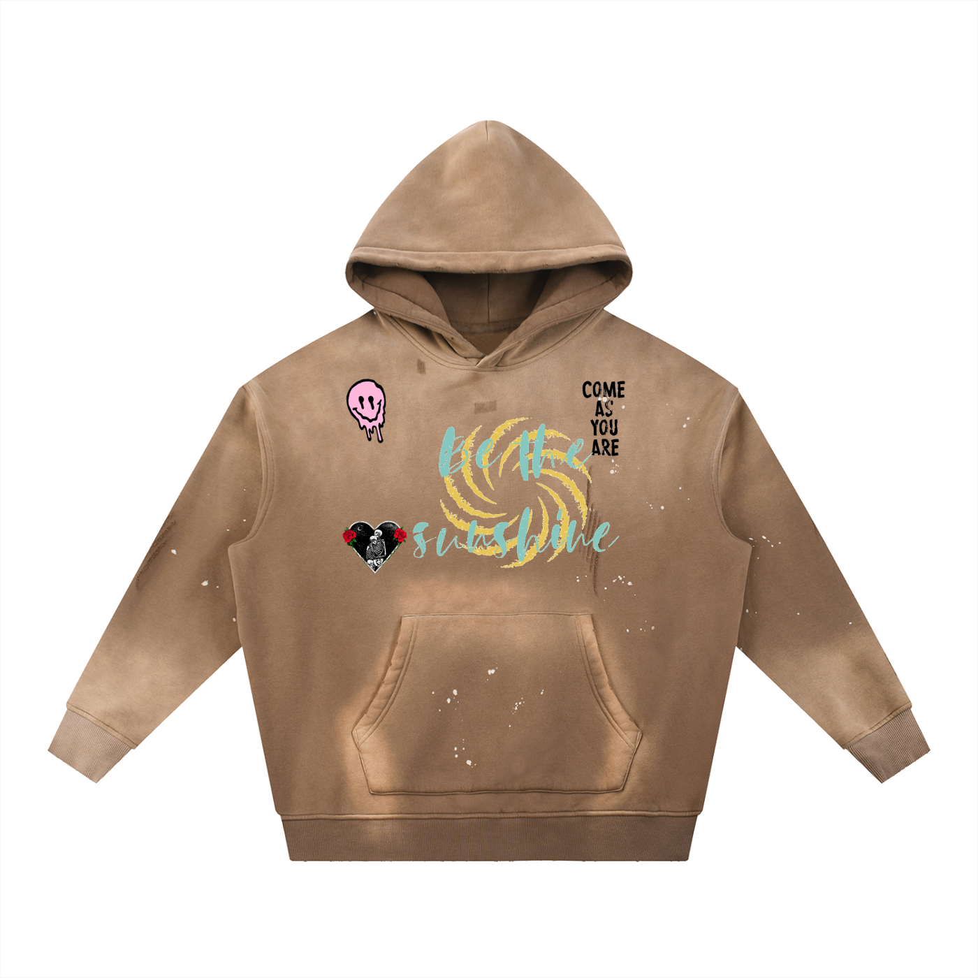 Vintage Washed Frayed Fleece Hoodie